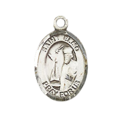 Everlasting Light Jewelry Small Sized Men's Pewter Saint St. Elmo Medal Pendant on 24 Inch Endless Rhodium Plated Heavy Curb Brass Chain, Catholic Religious Necklace - Made in USA- Deluxe Velvet Gift Box