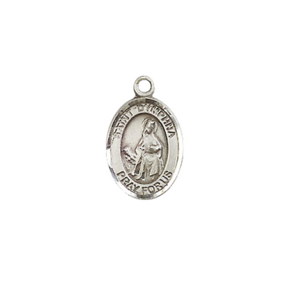 Small Sized Women's .925 Sterling Silver Saint St. Dymphna Medal Pendant on 18 Inch Rhodium Plated Lite Curb Brass Chain with Lobster Claw Clasp, Catholic Religious Necklace - Made in USA- Velvet Gift Box