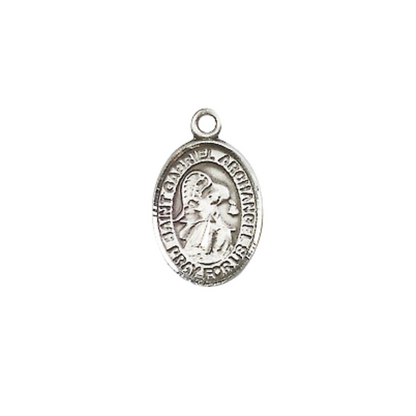 Small Sized Women's .925 Sterling Silver Saint St. Gabriel the Archangel Medal Pendant on 18 Inch Rhodium Plated Lite Curb Brass Chain w/ Lobster Claw Clasp, Catholic Religious Necklace - Made in USA- Velvet Gift Box
