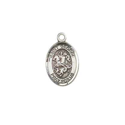 Small Sized Women's .925 Sterling Silver Saint St. George Medal Pendant on 18 Inch Rhodium Plated Lite Curb Brass Chain with Lobster Claw Clasp, Catholic Religious Necklace - Made in USA- Velvet Gift Box