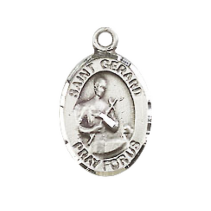 Small Sized Men's Pewter Saint St. Gerard Majella Medal Pendant on 24 Inch Endless Rhodium Plated Heavy Curb Brass Chain, Catholic Religious Necklace - Made in USA- Deluxe Velvet Gift Box