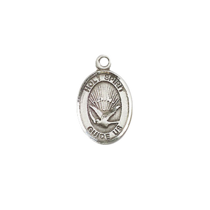 Small Sized Women's .925 Sterling Silver Holy Spirit Medal Pendant on 18 Inch Rhodium Plated Lite Curb Brass Chain with Lobster Claw Clasp, Catholic Religious Necklace - Made in USA- Velvet Gift Box