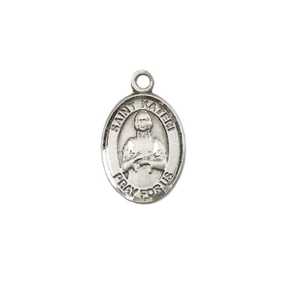 Small Sized Women's Pewter Saint St. Kateri Medal Pendant on 18 Inch Rhodium Plated Lite Curb Brass Chain with Lobster Claw Clasp, Catholic Religious Necklace - Made in USA- Velvet Gift Box