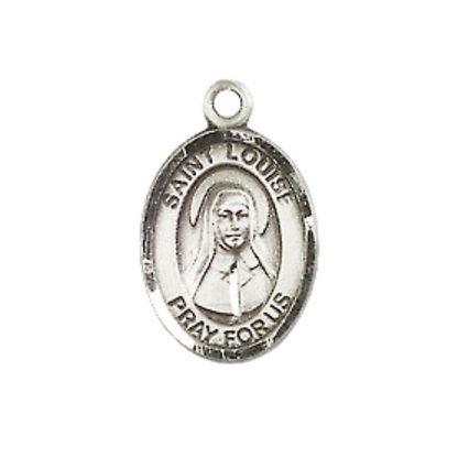 Small Sized Men's Pewter Saint St. Louise de Marillac Medal Pendant on 24 Inch Endless Rhodium Plated Heavy Curb Brass Chain, Catholic Religious Necklace - Made in USA- Deluxe Velvet Gift Box