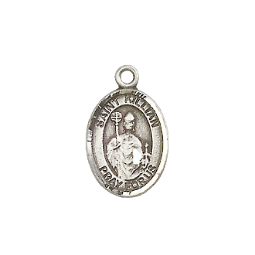 Small Sized Women's Pewter Saint Kilian Medal Pendant on 18 Inch Rhodium Plated Lite Curb Brass Chain with Lobster Claw Clasp, Catholic Religious Necklace - Made in USA- Velvet Gift Box