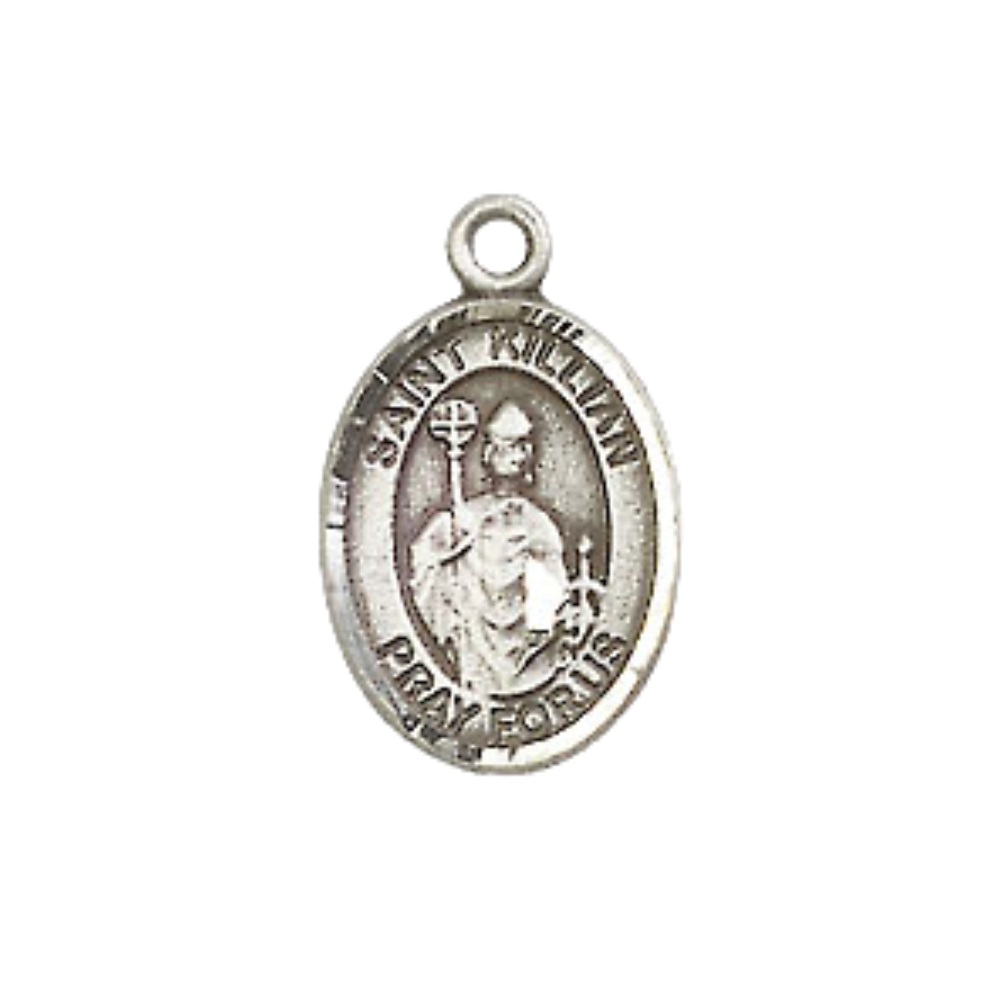 Small Sized Men's Pewter Saint St. Kilian Medal Pendant on 24 Inch Endless Rhodium Plated Heavy Curb Brass Chain, Catholic Religious Necklace - Made in USA- Deluxe Velvet Gift Box