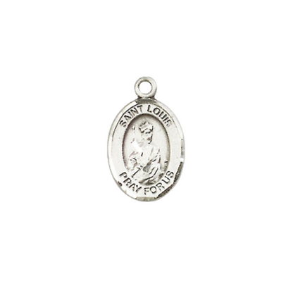 Everlasting Light Jewelry Small Sized Men's Pewter Saint St. Louis Medal Pendant on 24 Inch Endless Rhodium Plated Heavy Curb Brass Chain, Catholic Religious Necklace - Made in USA- Deluxe Velvet Gift Box