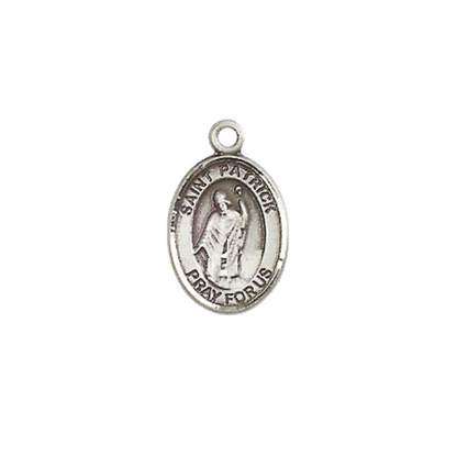 Small Sized Men's .925 Sterling Silver Saint St. Patrick Medal Pendant on 24 Inch Endless Rhodium Plated Heavy Curb Brass Chain, Catholic Religious Necklace - Made in USA- Deluxe Velvet Gift Box