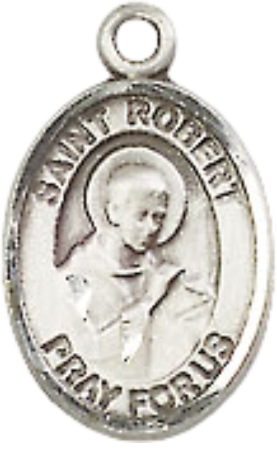 Small Sized Women's Pewter Saint St. Robert Bellarmine Medal Pendant on 18 Inch Rhodium Plated Lite Curb Brass Chain with Lobster Claw Clasp, Catholic Religious Necklace - Made in USA- Velvet Gift Box