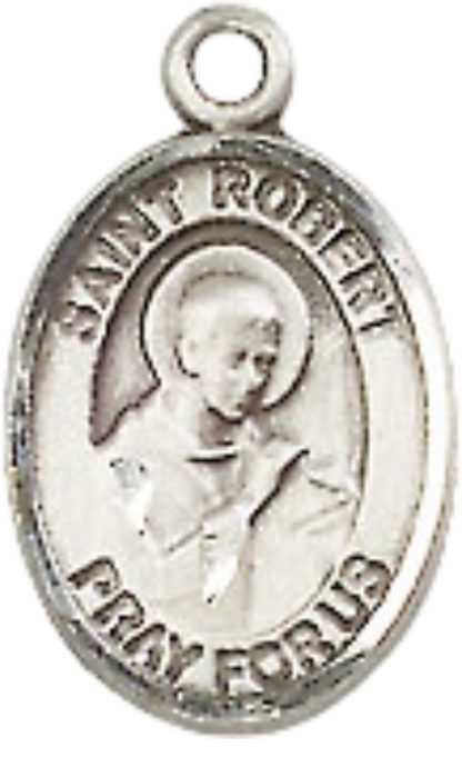 Small Sized Women's .925 Sterling Silver Saint Robert Bellarmine Medal Pendant on 18 Inch Rhodium Plated Lite Curb Brass Chain with Lobster Claw Clasp, Catholic Religious Necklace - Made in USA- Velvet Gift Box
