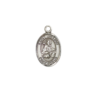 Small Sized Men's .925 Sterling Silver Saint St. William of Rochester Medal Pendant on 24 Inch Endless Rhodium Plated Heavy Curb Brass Chain, Catholic Religious Necklace - Made in USA- Deluxe Velvet Gift Box