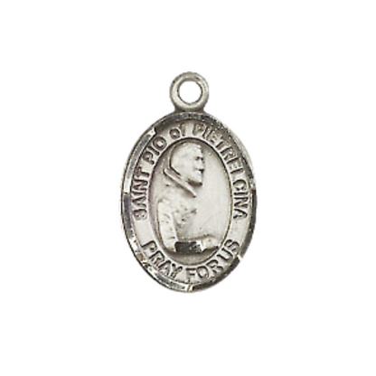 Small Sized Men's .925 Sterling Silver Saint St. Pio of Pietrelcina Medal Pendant on 24 Inch Endless Rhodium Plated Heavy Curb Brass Chain, Catholic Religious Necklace - Made in USA- Deluxe Velvet Gift Box