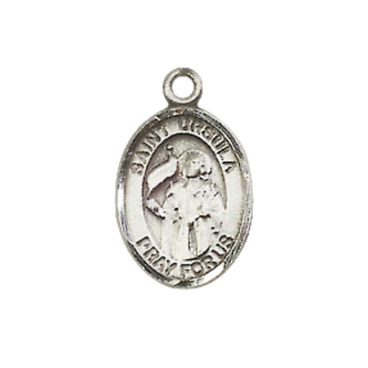 Small Sized Men's .925 Sterling Silver Saint St. Ursula Medal Pendant on 24 Inch Endless Rhodium Plated Heavy Curb Brass Chain, Catholic Religious Necklace - Made in USA- Deluxe Velvet Gift Box