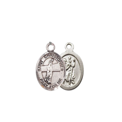 Small Sized Women's .925 Sterling Silver Saint St. Christopher Volleyball Medal Pendant on 18 Inch Rhodium Plated Lite Curb Brass Chain w/ Lobster Claw Clasp, Catholic Religious Necklace - Made in USA- Velvet Gift Box