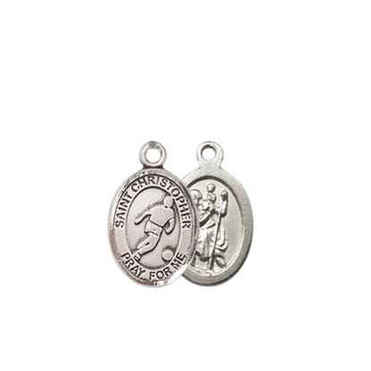 Small Sized Men's Pewter Saint St. Christopher Soccer Medal Pendant on 24 Inch Endless Rhodium Plated Heavy Curb Brass Chain, Catholic Religious Necklace - Made in USA- Deluxe Velvet Gift Box