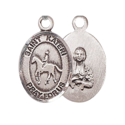 Small Sized Women's .925 Sterling Silver Saint Kateri Equestrian Medal Pendant on 18 Inch Rhodium Plated Lite Curb Brass Chain with Lobster Claw Clasp, Catholic Religious Necklace - Made in USA- Velvet Gift Box