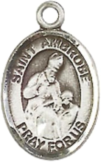 Small Sized Men's .925 Sterling Silver Saint St. Christopher Rugby Medal Pendant on 24 Inch Endless Rhodium Plated Heavy Curb Brass Chain, Catholic Religious Necklace - Made in USA- Deluxe Velvet Gift Box