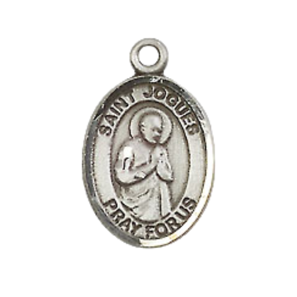 Small Sized Women's .925 Sterling Silver Saint St. Isaac Jogues Medal Pendant on 18 Inch Rhodium Plated Lite Curb Brass Chain with Lobster Claw Clasp, Catholic Religious Necklace - Made in USA- Velvet Gift Box