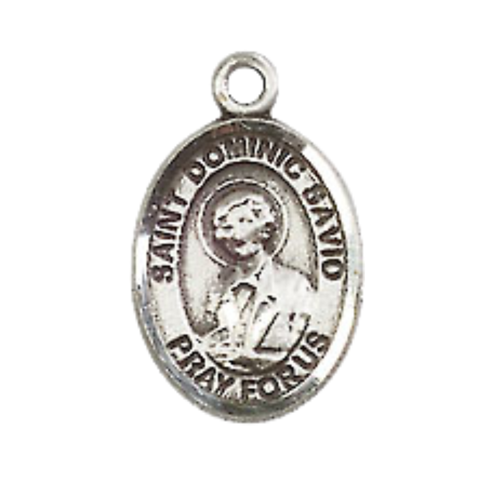 Small Sized Men's Pewter Saint St. Dominic Savio Medal Pendant on 24 Inch Endless Rhodium Plated Heavy Curb Brass Chain, Catholic Religious Necklace - Made in USA- Deluxe Velvet Gift Box