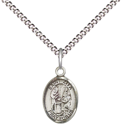 Small Sized Women's .925 Sterling Silver Saint St. Zita Medal Pendant on 18 Inch Rhodium Plated Lite Curb Brass Chain with Lobster Claw Clasp, Catholic Religious Necklace - Made in USA- Velvet Gift Box