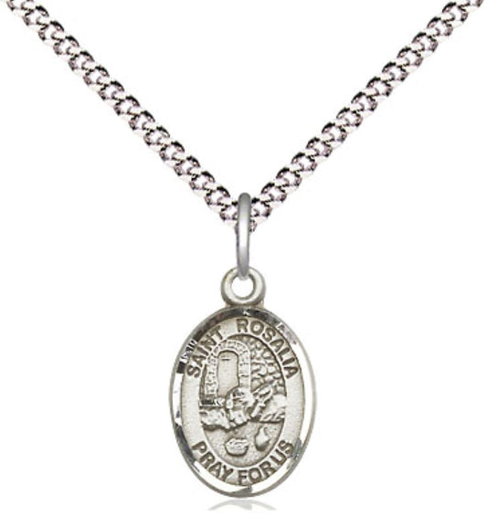 Small Sized Women's Pewter Saint St. Teresa of Calcutta Medal Pendant on 18 Inch Rhodium Plated Lite Curb Brass Chain with Lobster Claw Clasp, Catholic Religious Necklace - Made in USA- Velvet Gift Box