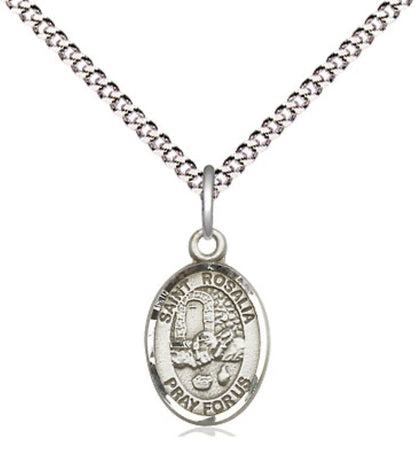 Small Sized Women's .925 Sterling Silver Saint St. Teresa of Calcutta Medal Pendant on 18 Inch Rhodium Plated Lite Curb Brass Chain w/ Lobster Claw Clasp, Catholic Religious Necklace - Made in USA- Velvet Gift Box