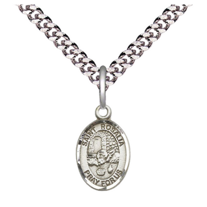 Everlasting Light Jewelry Small Sized Men's Pewter Saint St. Roch Medal Pendant on 24 Inch Endless Rhodium Plated Heavy Curb Brass Chain, Catholic Religious Necklace - Made in USA- Deluxe Velvet Gift Box