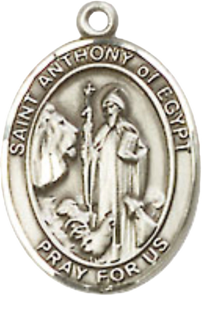 Small Sized Women's .925 Sterling Silver Saint St. Anthony of Egypt Medal Pendant on 18 Inch Rhodium Plated Lite Curb Brass Chain with Lobster Claw Clasp, Catholic Religious Necklace - Made in USA- Velvet Gift Box