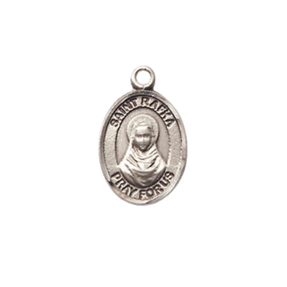 Everlasting Light Jewelry Small Sized Men's Pewter Saint St. Rafka Medal Pendant on 24 Inch Endless Rhodium Plated Heavy Curb Brass Chain, Catholic Religious Necklace - Made in USA- Deluxe Velvet Gift Box