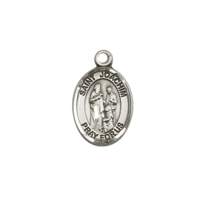 Small Sized Women's .925 Sterling Silver Saint Joachim Medal Pendant on 18 Inch Rhodium Plated Lite Curb Brass Chain with Lobster Claw Clasp, Catholic Religious Necklace - Made in USA- Velvet Gift Box