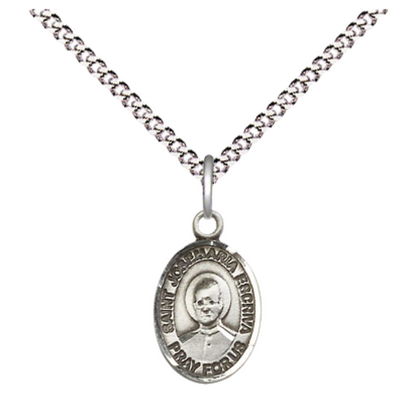 Small Sized Women's .925 Sterling Silver Saint St. Josemaria Escriva Medal Pendant on 18 Inch Rhodium Plated Lite Curb Brass Chain with Lobster Claw Clasp, Catholic Religious Necklace - Made in USA- Velvet Gift Box