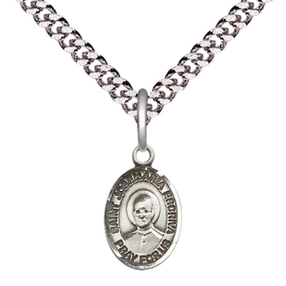 Small Sized Men's .925 Sterling Silver Saint St. Josemaria Escriva Medal Pendant on 24 Inch Endless Rhodium Plated Heavy Curb Brass Chain, Catholic Religious Necklace - Made in USA- Deluxe Velvet Gift Box