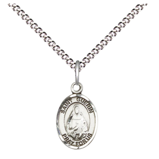 Small Sized Women's Pewter Saint St. Theodora Medal Pendant on 18 Inch Rhodium Plated Lite Curb Brass Chain with Lobster Claw Clasp, Catholic Religious Necklace - Made in USA- Velvet Gift Box