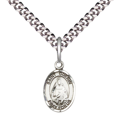 Small Sized Men's .925 Sterling Silver Saint St. Theodora Medal Pendant on 24 Inch Endless Rhodium Plated Heavy Curb Brass Chain, Catholic Religious Necklace - Made in USA- Deluxe Velvet Gift Box