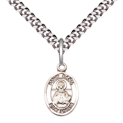 Small Sized Men's .925 Sterling Silver Saint St. Daria Medal Pendant on 24 Inch Endless Rhodium Plated Heavy Curb Brass Chain, Catholic Religious Necklace - Made in USA- Deluxe Velvet Gift Box