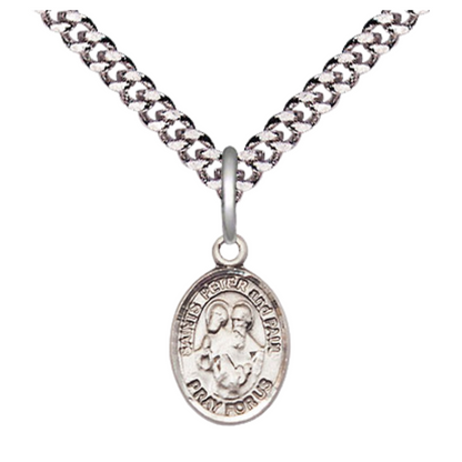 Small Sized Men's Pewter Saint St. Peter Saint St. Paul Medal Pendant on 24 Inch Endless Rhodium Plated Heavy Curb Brass Chain, Catholic Religious Necklace - Made in USA- Deluxe Velvet Gift Box