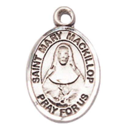 Small Sized Men's .925 Sterling Silver Saint St. Mary Mackillop Medal Pendant on 24 Inch Endless Rhodium Plated Heavy Curb Brass Chain, Catholic Religious Necklace - Made in USA- Deluxe Velvet Gift Box