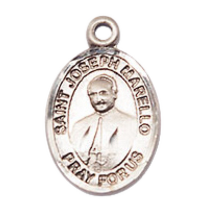 Small Sized Women's .925 Sterling Silver Saint St. Joseph Marello Medal Pendant on 18 Inch Rhodium Plated Lite Curb Brass Chain with Lobster Claw Clasp, Catholic Religious Necklace - Made in USA- Velvet Gift Box
