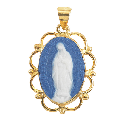 Our Lady of Guadalupe Cameo Gold Over Sterling Necklace — 18" Chain, Gift Box