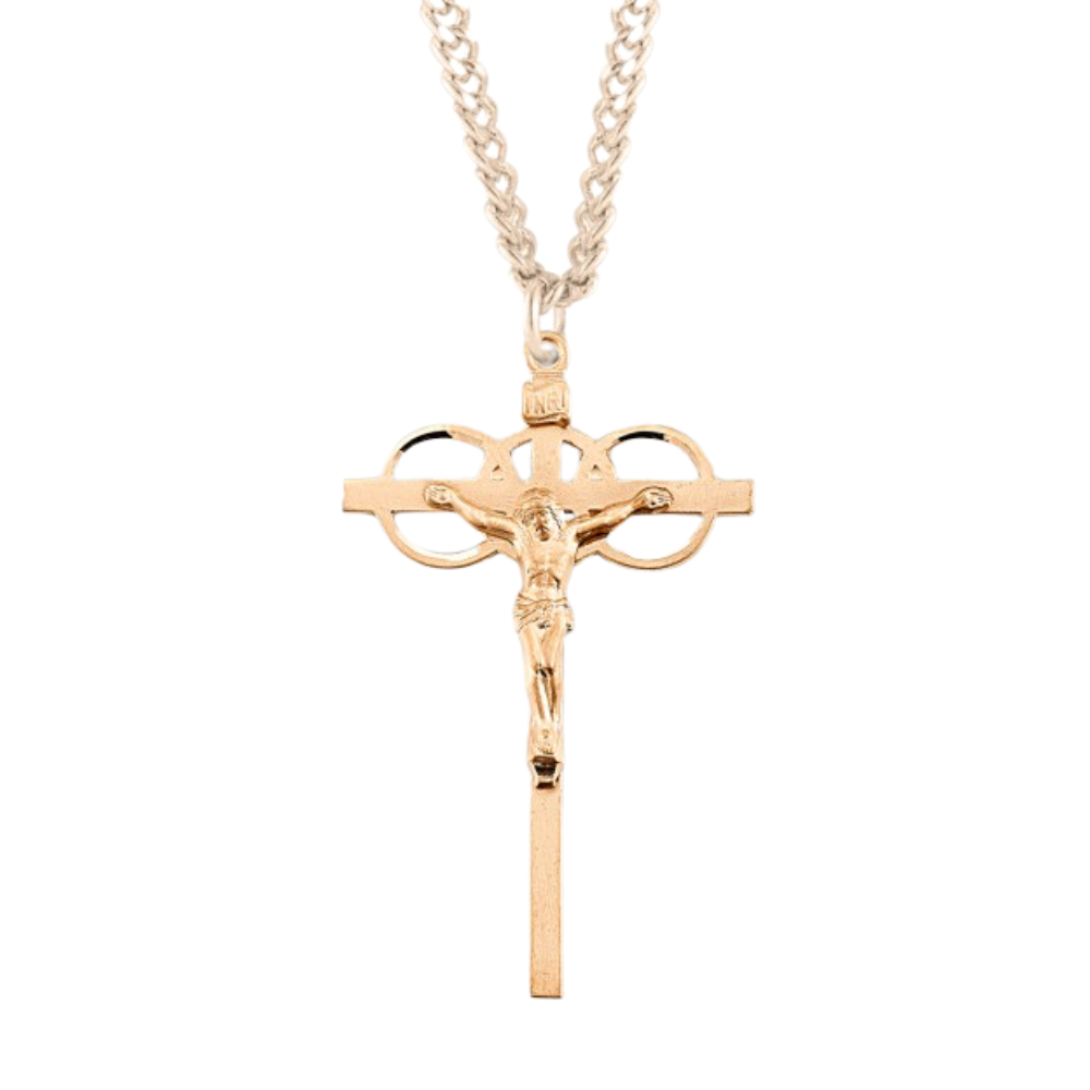 Three Ring Gold Plated Sterling Silver Wedding Crucifix, Catholic Gift, Made in USA