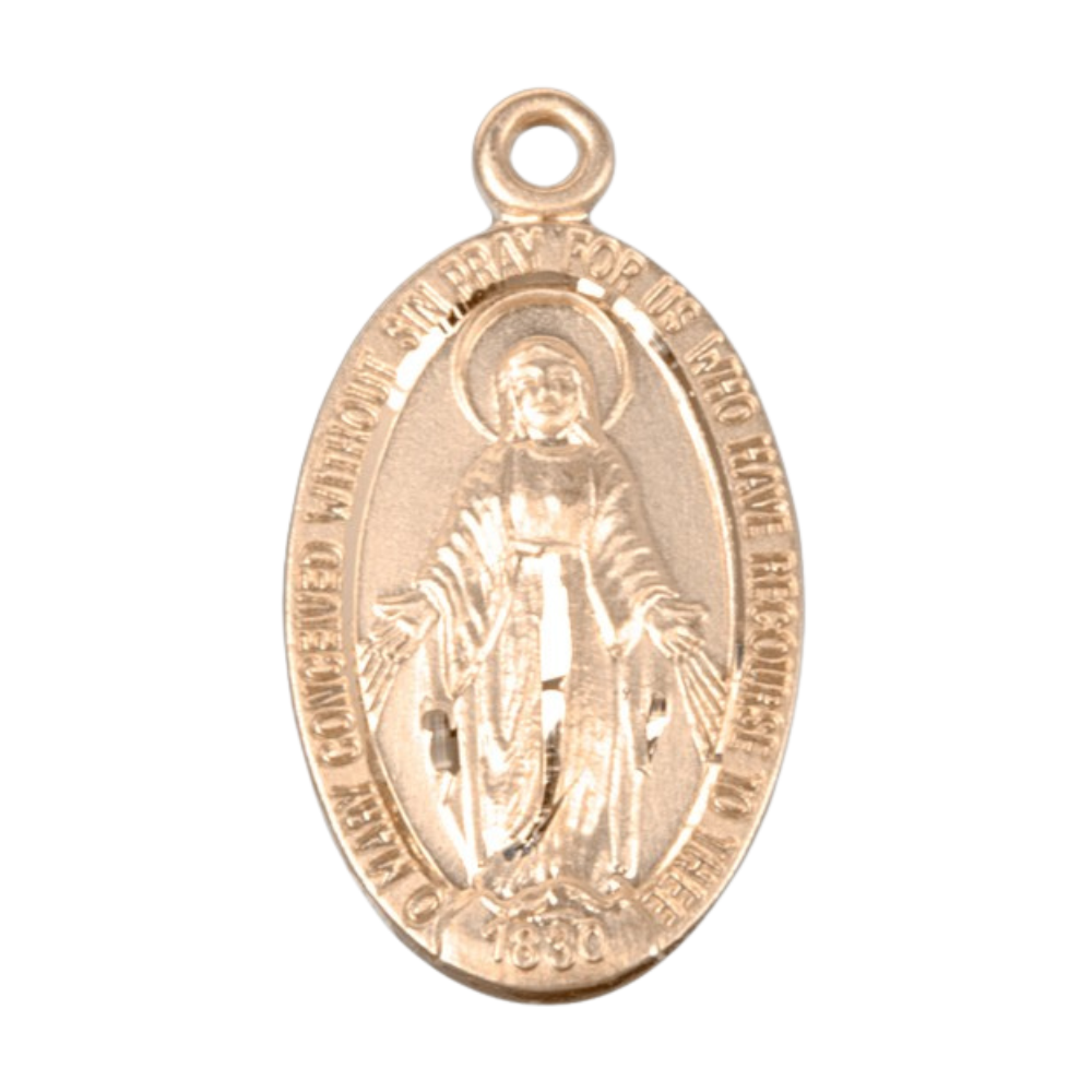Miraculous Medal 16kt Gold Over Sterling Silver Pendant — 18" Gold Chain