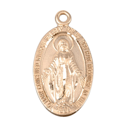 Miraculous Medal 16kt Gold Over Sterling Silver Pendant — 18" Gold Chain