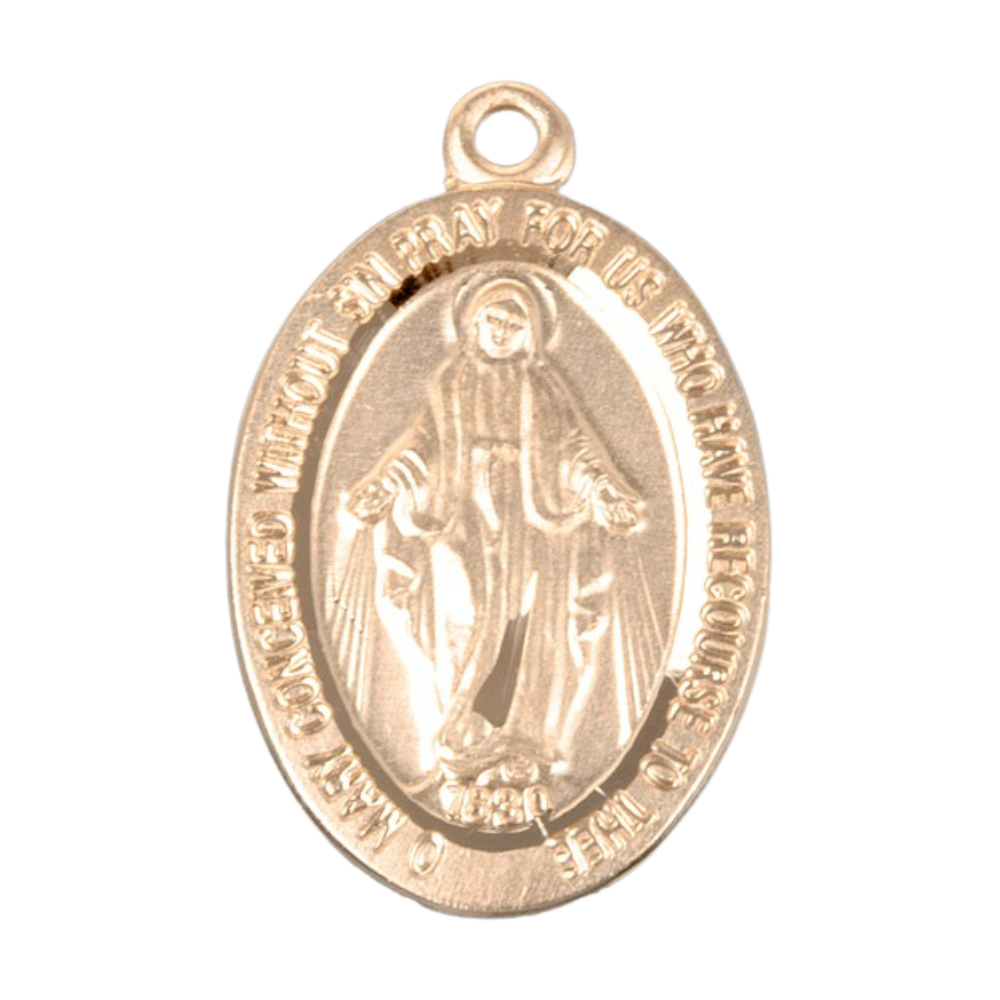 Miraculous Medal 16kt Gold over Sterling Silver Pendant Necklace — 18" Chain