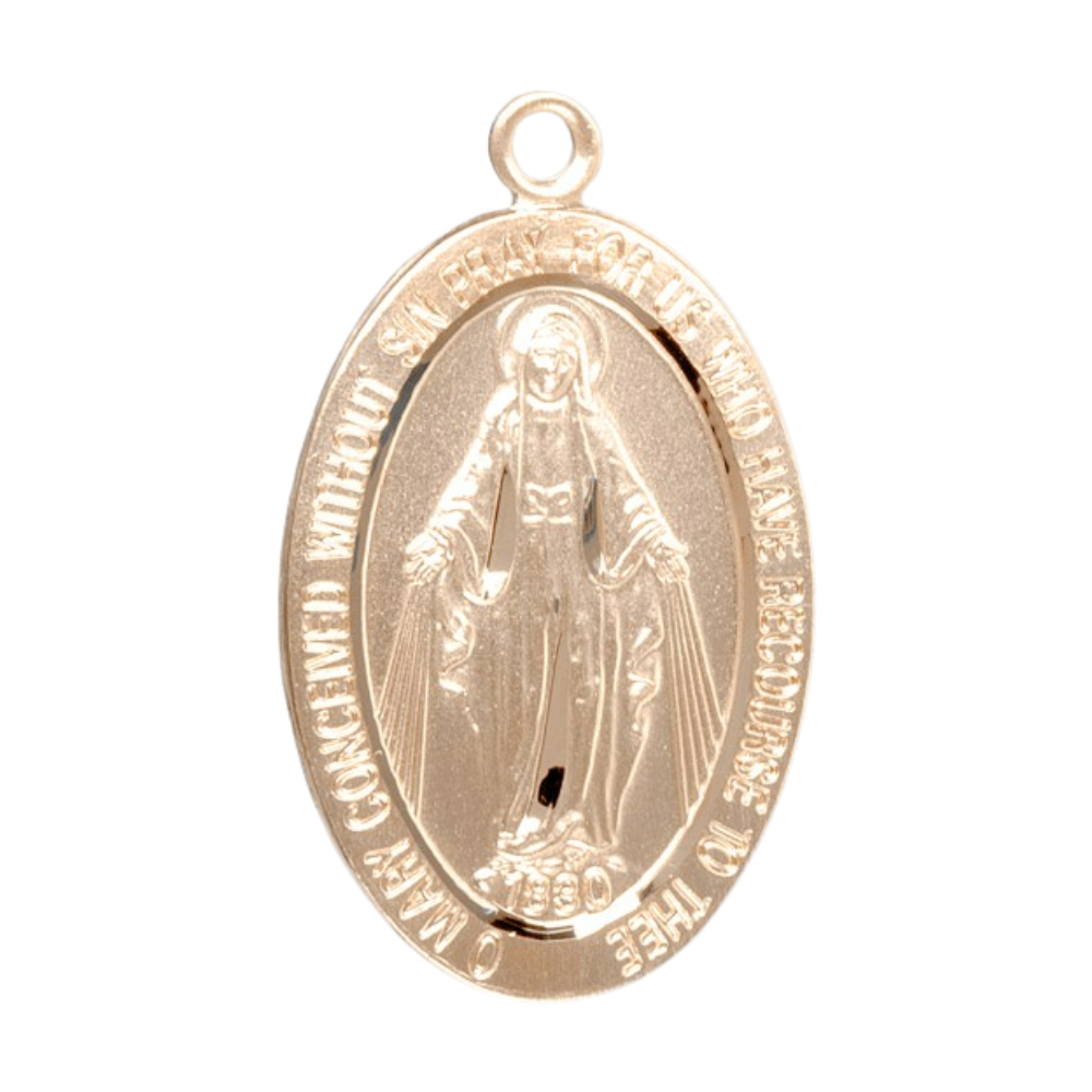 Miraculous Medal 16kt Gold over Sterling Silver Pendant — 20" Chain, Gift Box