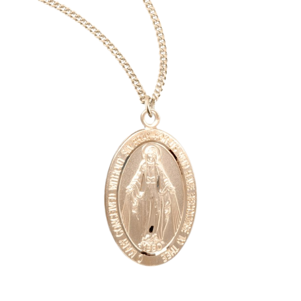 Gold Plated Sterling Silver Miraculous Medal, Catholic Gift, Made in USA