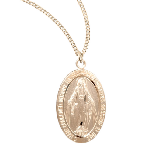 Gold Plated Sterling Silver Miraculous Medal, Catholic Gift, Made in USA