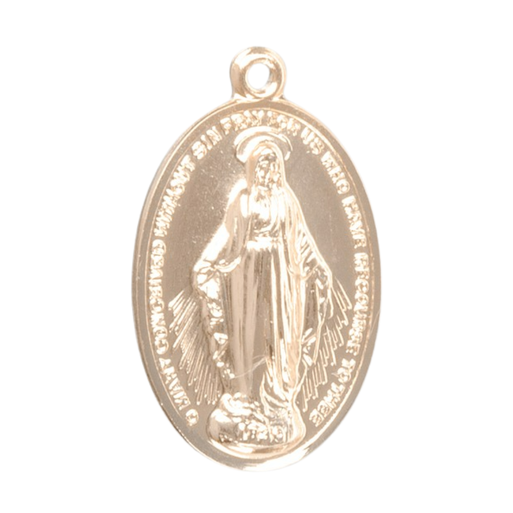 Miraculous Medal Gold Over Sterling Silver Oval Pendant — 18" Chain, Gift Box