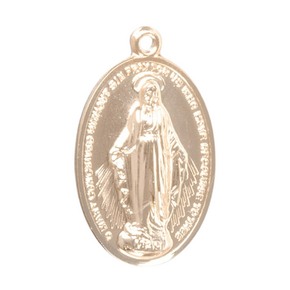 Miraculous Medal Gold Over Sterling Silver Oval Pendant — 18" Chain, Gift Box