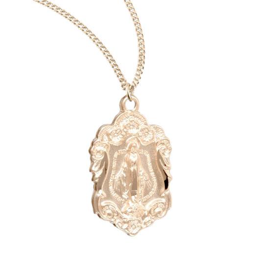 Gold Plated Sterling Silver Miraculous Medal, Catholic Gift, Made in USA