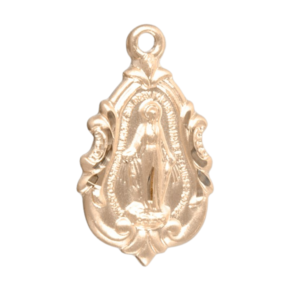 Miraculous Medal Gold Over Sterling Silver Fancy Baroque Pendant — 18" Chain